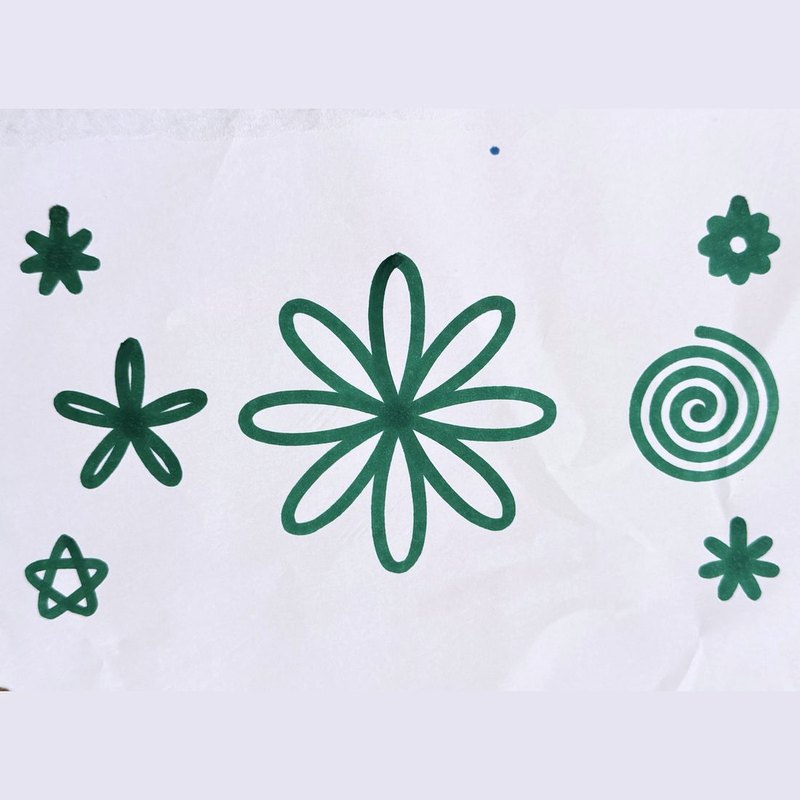 Green flower stamps