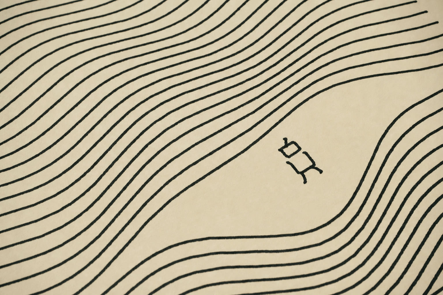 Flow-field lines parting around a small drawn robot figure