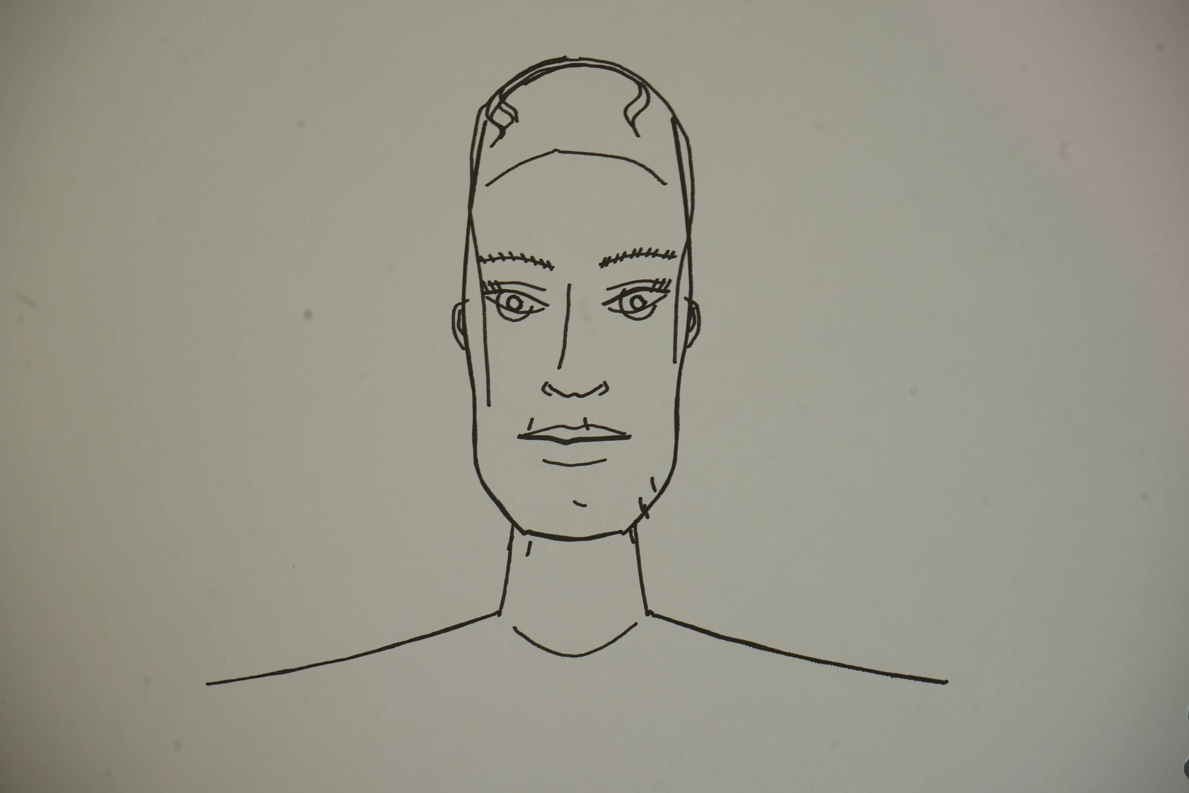Second finished generative portrait drawn in black ink